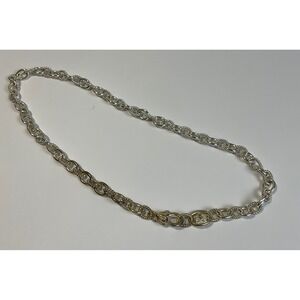 Judith Ripka Sterling Silver 925 CZ Heart Clasp Link Chain Necklace 17 Inch